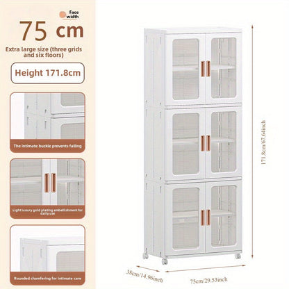 🧺 2/3-Piece Modern White Plastic Storage Cabinet – Glass Doors, Multi-Purpose & Mobile Organizer!